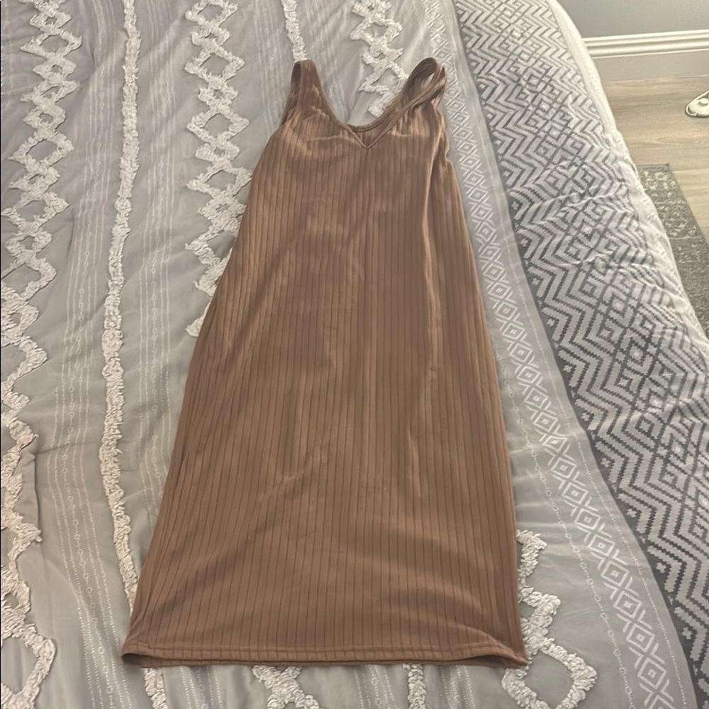 Brown Sleeveless Midi Dress